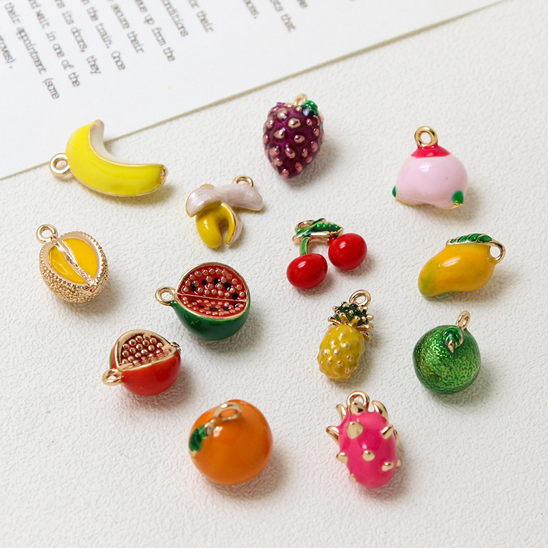 Mini fruit grape peach pomegranate banana Cherry pendant DIY Handmade Jewelry earrings bracelet accessories material