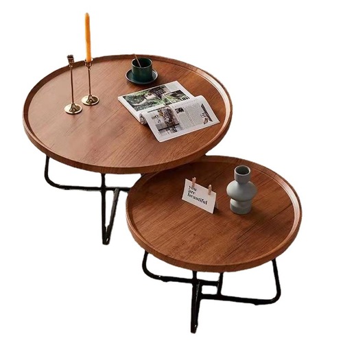 Nordic light luxury coffee table multi-functional coffee table modern simple living room household small apartment round combination coffee table table