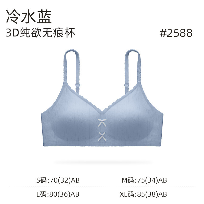 跨境无痕内衣女士小胸聚拢无钢圈收副乳防下垂蝴蝶结文胸夏季薄款|undefined