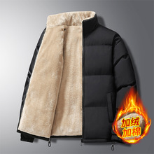 跨境羊羔绒毛棉衣男士外套冬季加绒加厚棉袄潮流时尚百搭棉服上衣