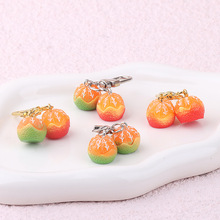简约小橘子钥匙扣新款仿真立体桔子ins耳机套挂件创意水果挂饰品