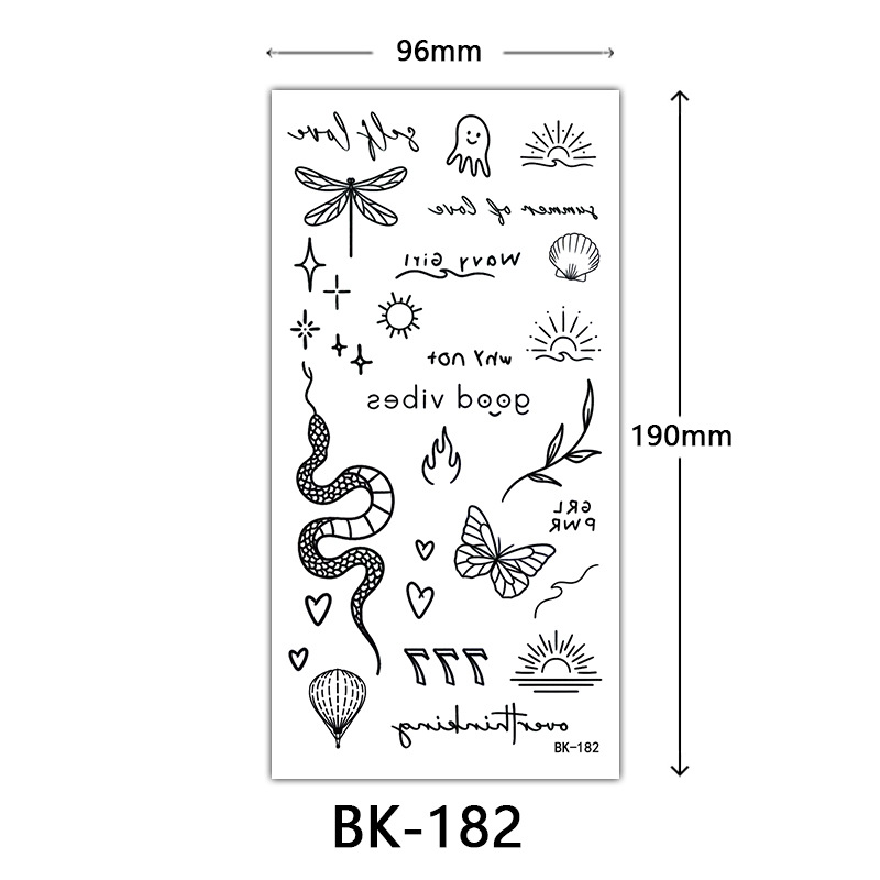 Tatuaje Temporal de Flores Boceto de Papel de Transferencia al Agua, Impresión por Transferencia de Agua, para Cuerpo image 188