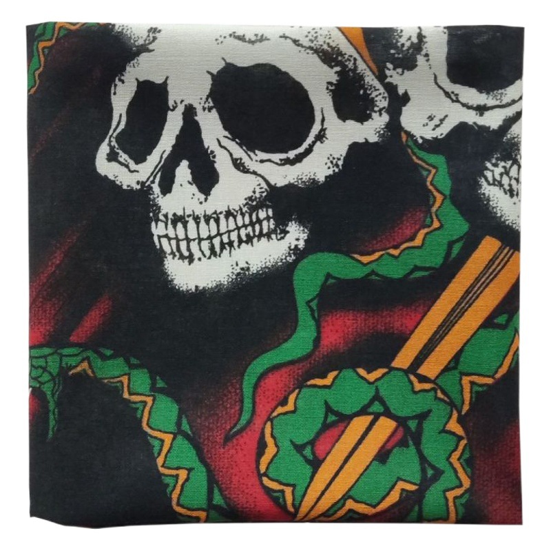 Cross-border pure cotton digital Japanese and Korean-style motorcycle skull snake hip hop Hip Hop Sun Protection riding scarf square scarf