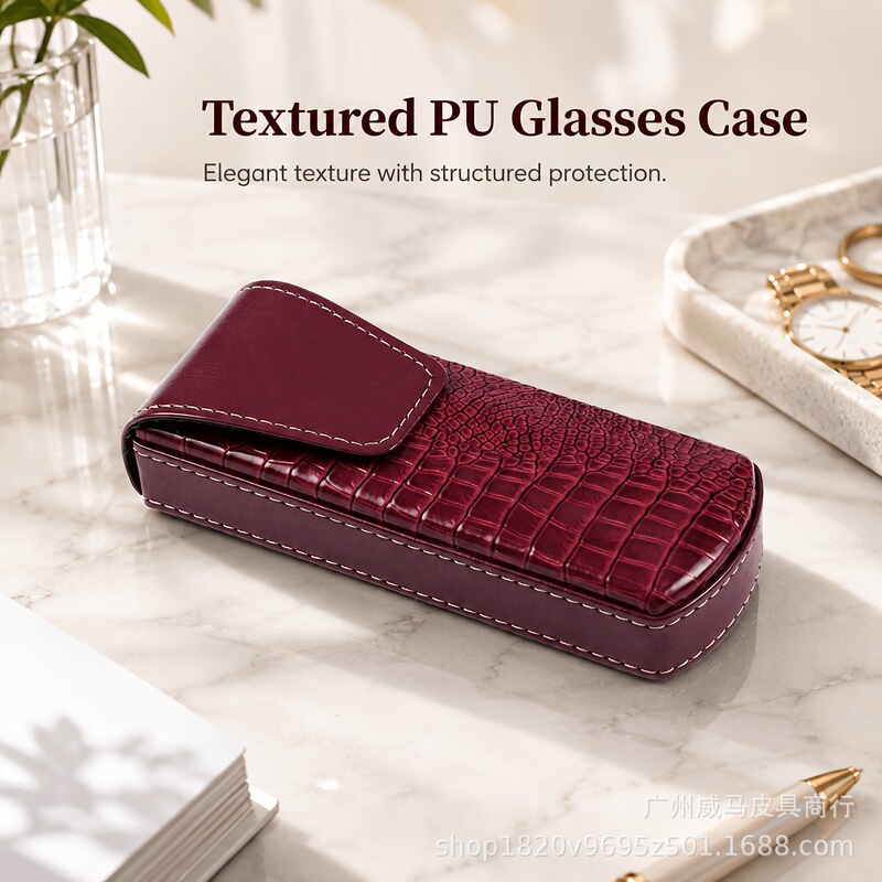 Cross-border crocodile-pattern leather eyeglass case, lightweight, vintage-style, portable, and durable, suitable for both men and women, and for storing sunglasses Cross-border crocodile-pattern leather eyeglass case, lightweight, vintage-style, portable, and durable, suitable for both men and women, and for storing sunglasses