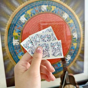 Hot Gold Xizang Nepal Pure Hand-Painted Thangka Nine-Tailed Fox 2*3 Card Core
