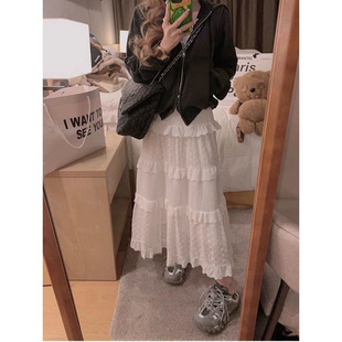 Pregnant Women White Skirt Spring and Summer New A- line Skirt Cake Skirt Lace Long Skirt Design Sense Niche Outfit Skirt