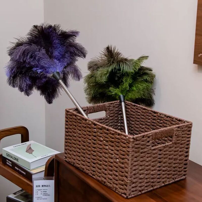 Ostrich feather duster, chicken feather duster, dust remover, home decorative aesthetic ornament, retractable, non-shedding, suitable for car cleaning Ostrich feather duster, chicken feather duster, dust remover, home decorative aesthetic ornament, retractable, non-shedding, suitable for car cleaning
