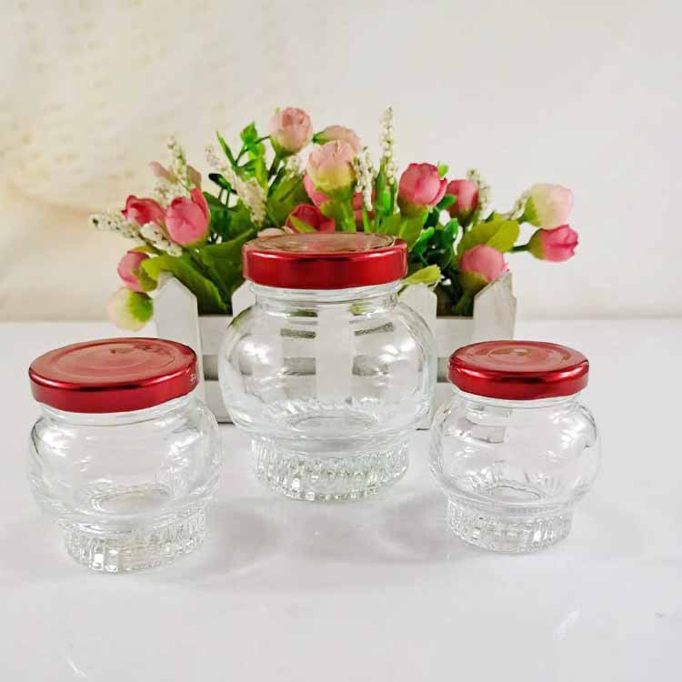 批发耐高温75ml燕窝玻璃瓶灯笼瓶透明蜂蜜瓶180ml鲜炖瓶子带盖