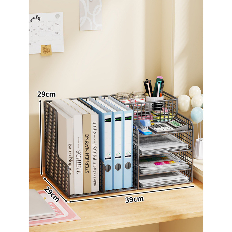 ファイル収納ラックデスクトップ事務用品収納ラックA4紙ファイル本棚フォルダーファイルデスク多層|undefined