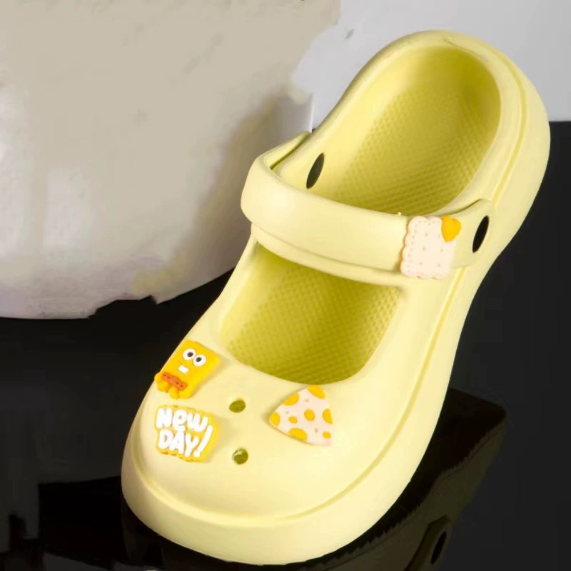 Модные повседневные однотонные Мультяшные сандалии и тапочки с полым носком для женского дома и верхняя одежда, обувь на толстой подошве для женщин