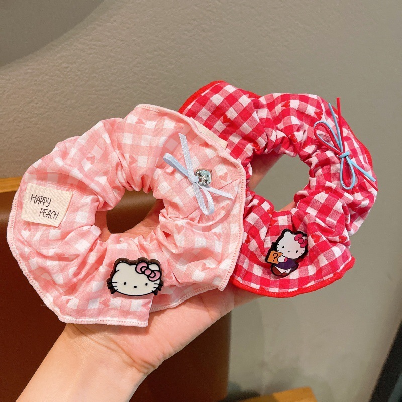 韩系字母布标卡通猫咪格子蕾丝花边大肠发圈甜美可爱清新少女发绳|undefined