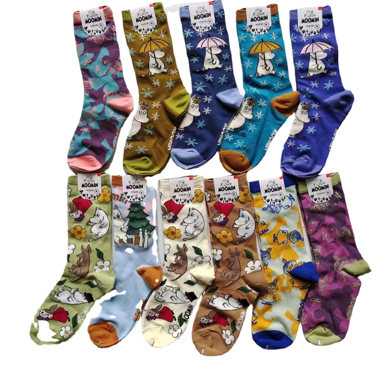 2025d New Yami Moomin Cartoon Pattern Women's Mid-Calf Student Trendy Socks_voghion.com