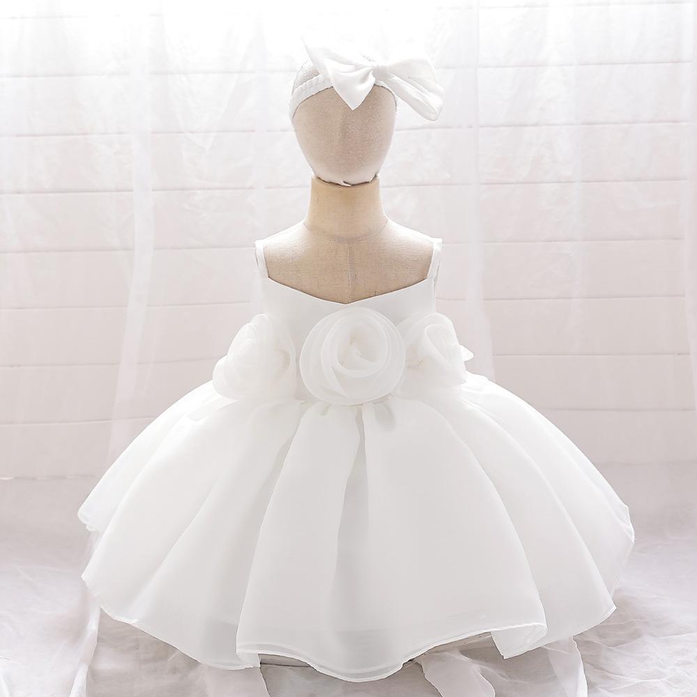 Comercio exterior nuevos niños pequeños y medianos princesa vestido bebé cumpleaños banquete vestido tridimensional ramillete vestido de cabestrillo image 3