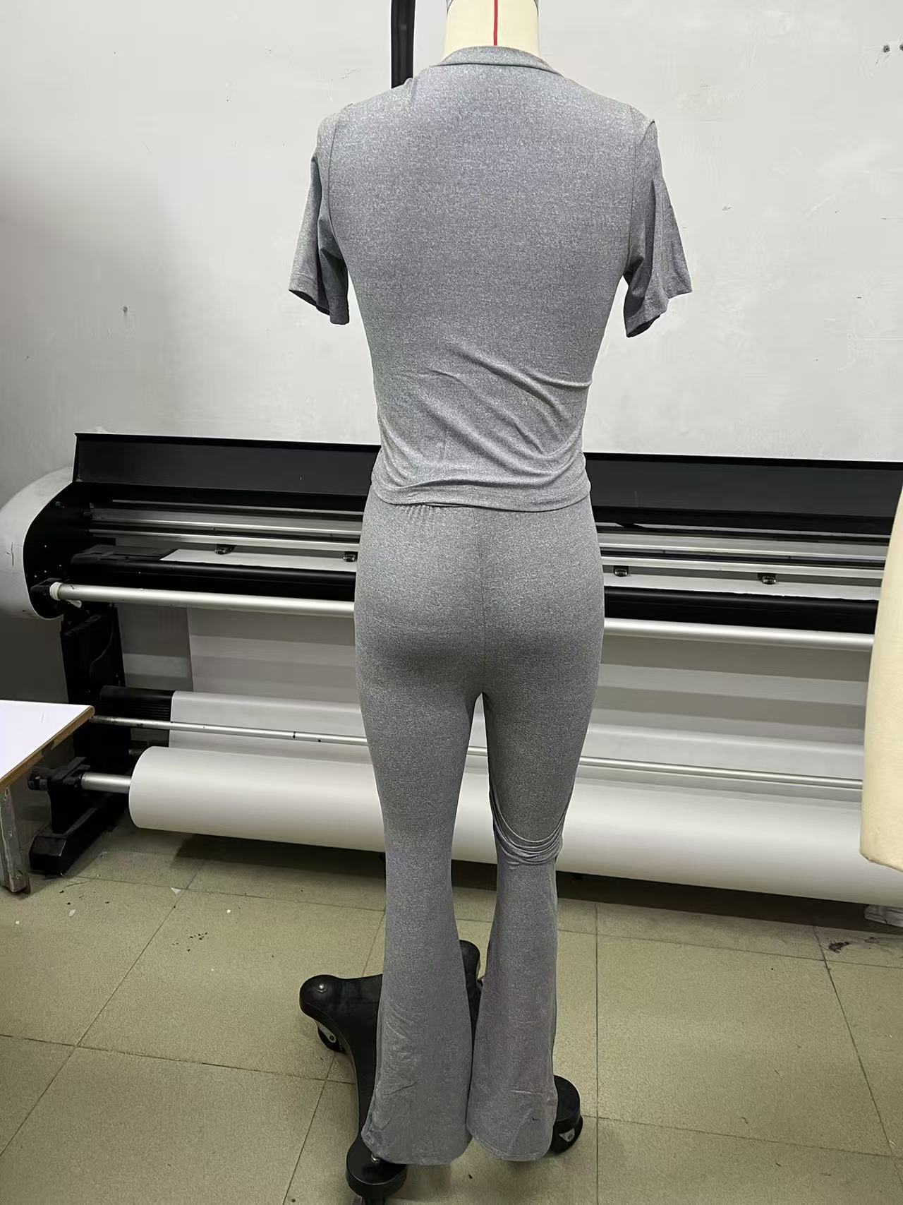2025 European And American Cross-Border New Casual Set Short Sleeve Top Long Pants Homewear Sportswear Yoga Wear_ecoleips.com