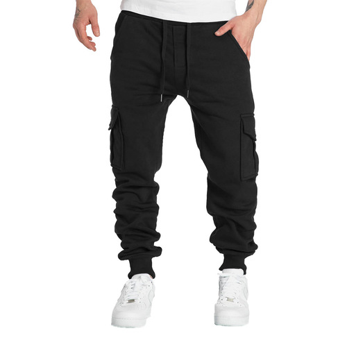 Men's Casual Pants with Multiple Pockets, Large Size, Sporty Style, Men's Fleece Casual Pants for Autumn and Winter