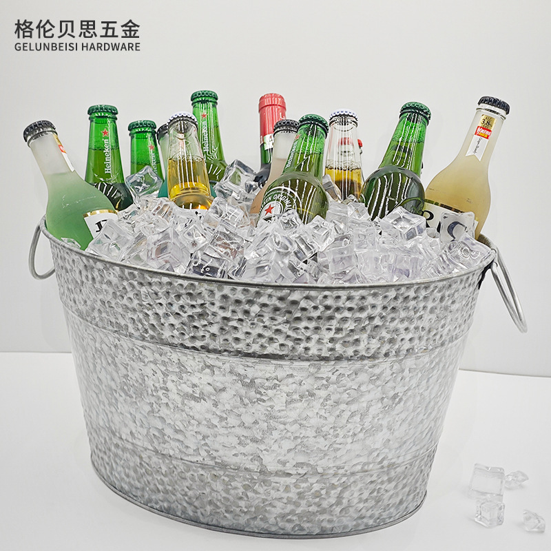 軽い贅沢な田舎のレトロな亜鉛メッキ鉄金属氷桶氷桶家庭用パーティーコーラビール氷樽飲料桶|undefined
