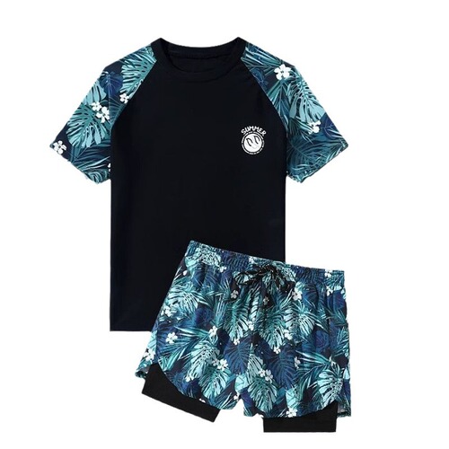 Men's Swimwear Set, Large Size Swim Trunks, Hot Spring Top, Men's Swim Trunks, Embarrassment-Free Swim Gear Set