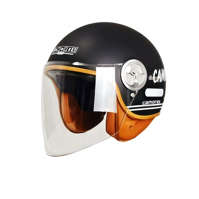 Ai Voice-Controlled Electric Scooter Motorcycle Helmet for Men and Women, All-Season Retro Harley Half Helmet, Warm and Protective Safety Helmet (Motosiklet kaskı (dəbilqə)) - black-helmet-button-bluetooth