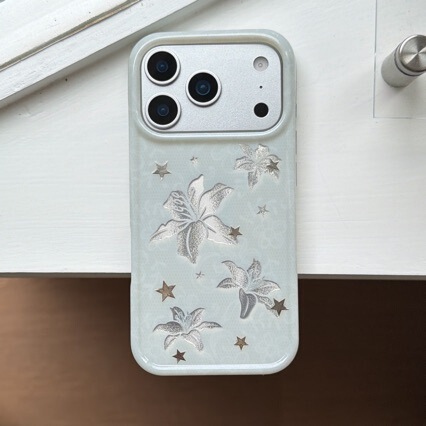 Gentle Ins-Style White Star Lily Flower Case Suitable for iPhone 16/17 Pro Max New Model 18 Pro Phone Case 15 Gentle Ins-Style White Star Lily Flower Case Suitable for iPhone 16/17 Pro Max New Model 18 Pro Phone Case 15