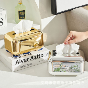 Retro magnetic suction tissue box with Spring living room dining table paper storage box non-slip foot Mat toilet tissue