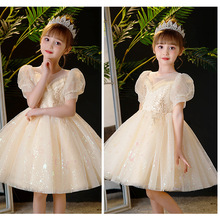 女童公主裙洋气女孩花童婚纱裙主持人钢琴六一演出服儿童高端礼服