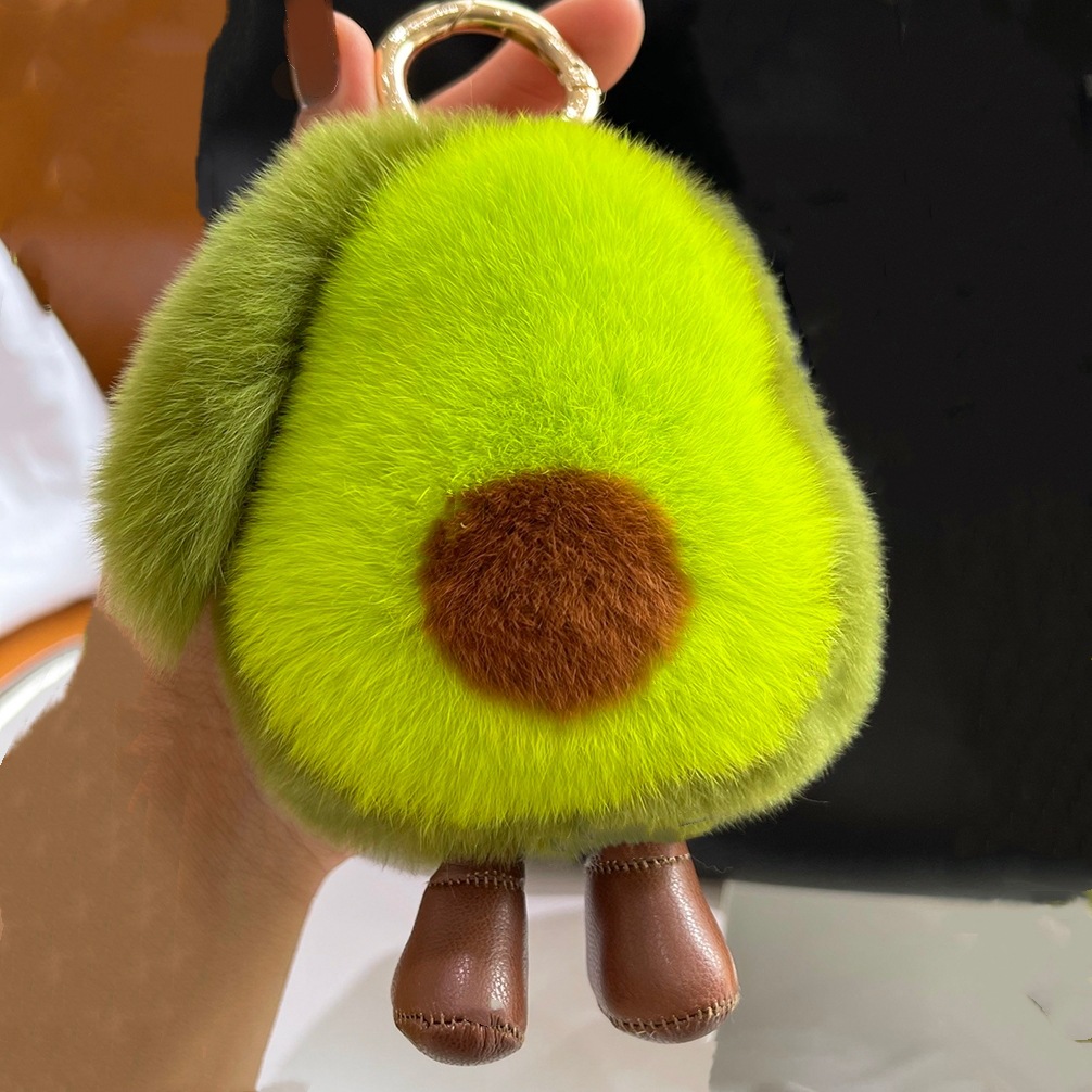 Real Rex conejo de piel aguacate coche llavero colgante ins lindo felpa personalidad muñeca mochila bolsa adornos para las mujeres