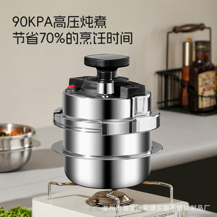 Mini 304 Stainless Steel Flats-Bottomed Pressure Cooker Outdoor Cassette Stove Commercial Household Small 1.2L Induction Cooker Gas
