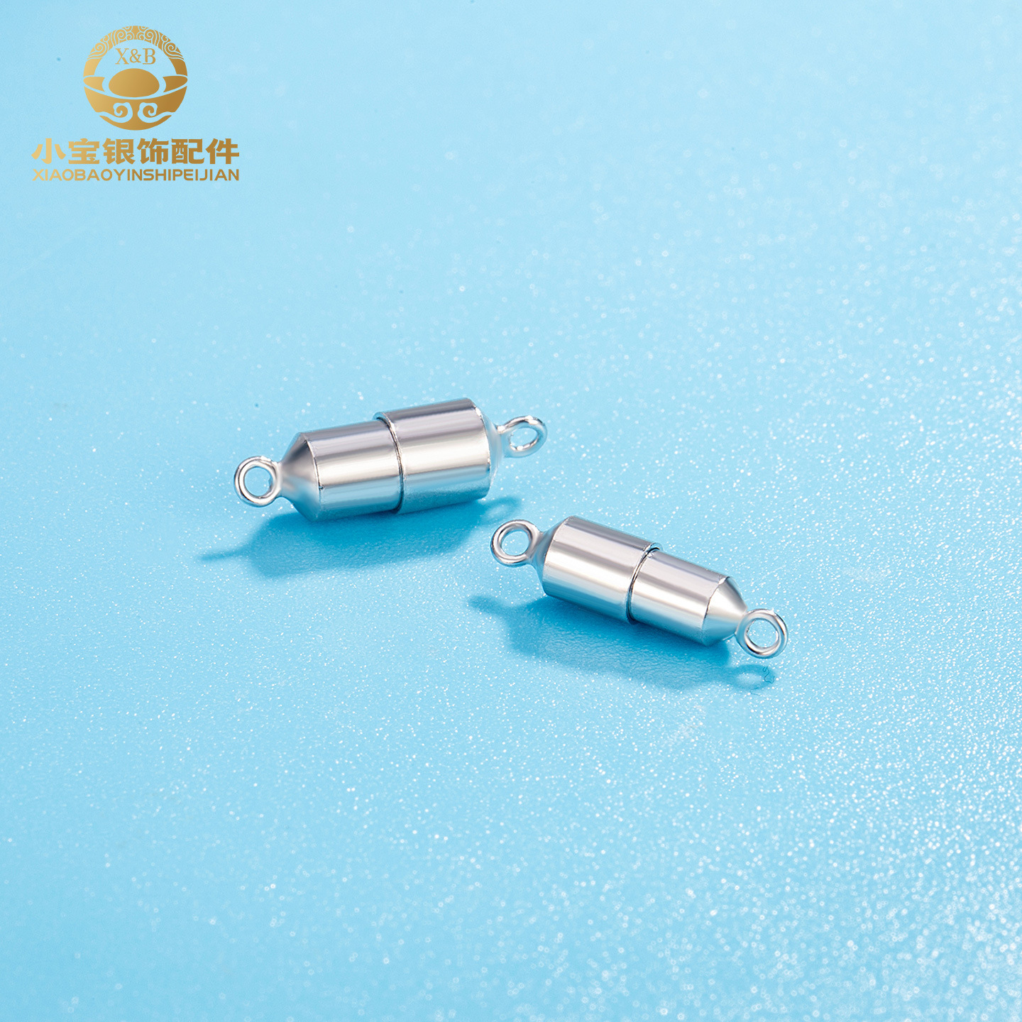 S925纯银项链手链吸铁石扣 圆柱8字形磁铁扣 DIY饰品配件扣子直销