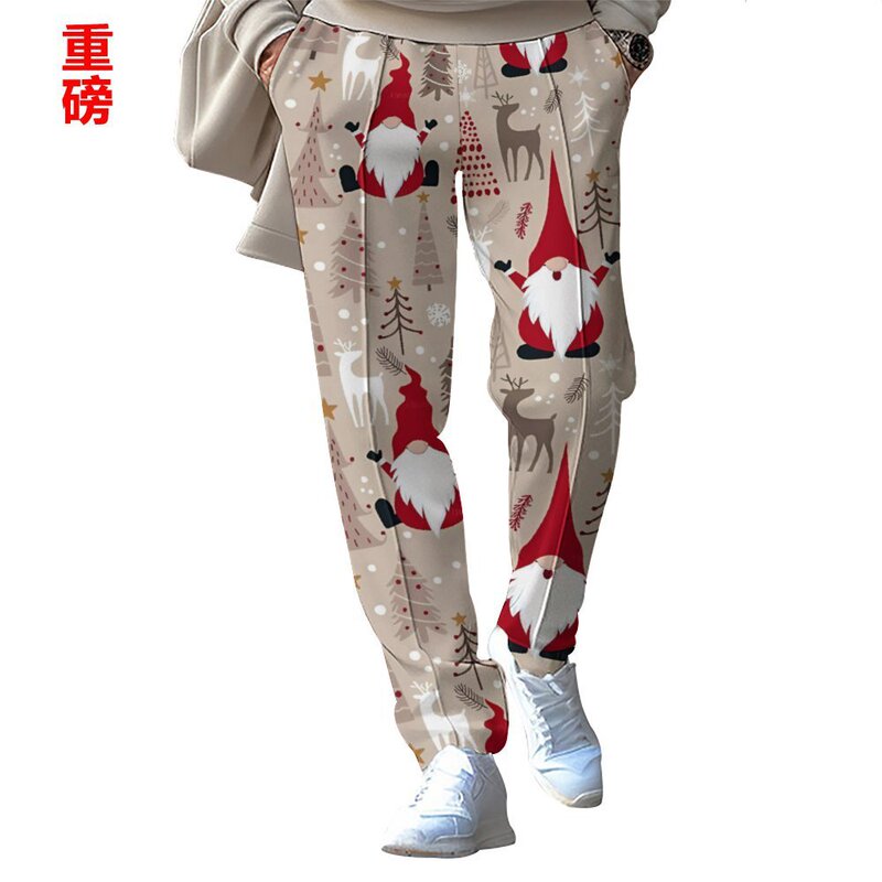 2024 Independent Station Hot Selling Autumn Men's Fashionable Christmas Casual Loose Trousers Tight Rope Straight-Leg Pants
