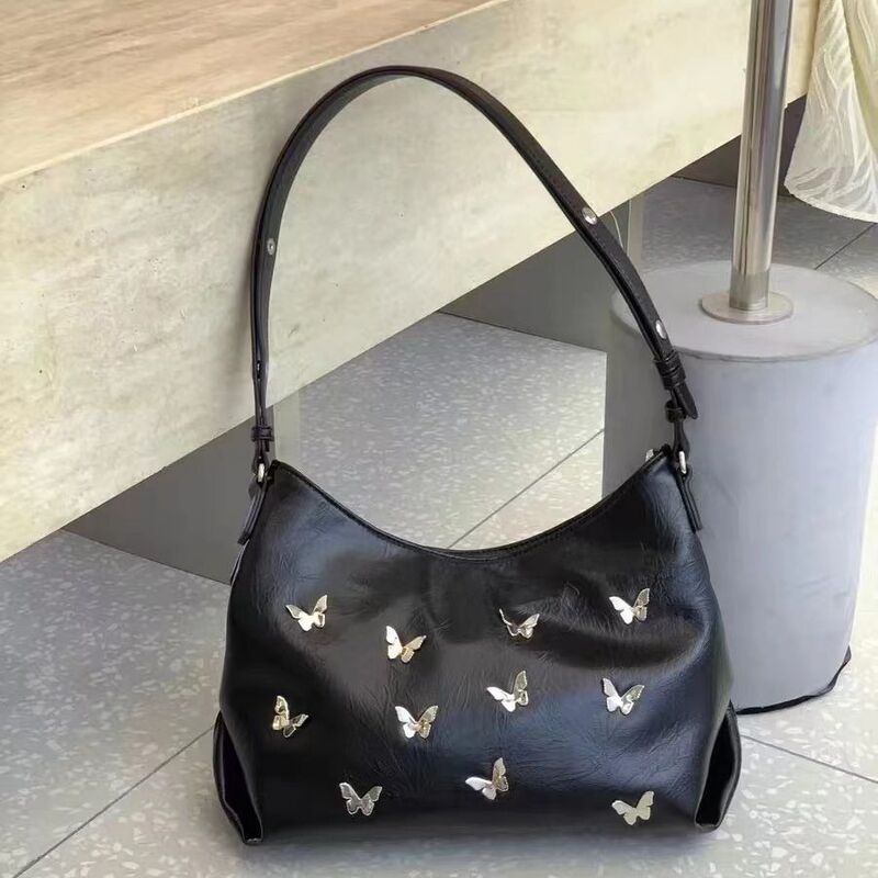 2023 new underarm hot girl butterfly tote bag women's niche designer this year popular work small handbag