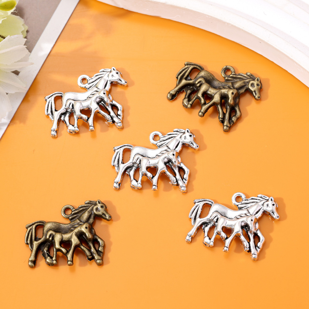 DIY zinc alloy jewelry accessories wholesale mother and child double Junma pendant pendant necklace earrings bracelet accessories materials