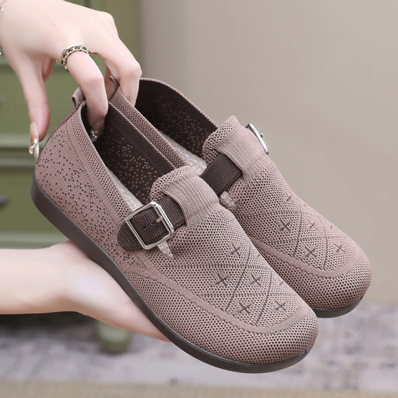 Spring New Old Beijing Cloth Shoes Breathable Mother New Middle-aged Casual Shoes Mesh Non-slip Soft Sole Slip-on