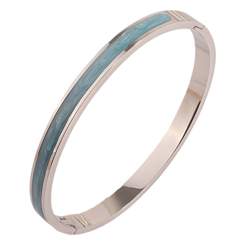 Pulsera de acero inoxidable para mujer, estilo de alta gama, combina con bolsos, diseño único y sencillo con efecto de goteo de aceite, retención de color duradera, pulsera de Kajia.