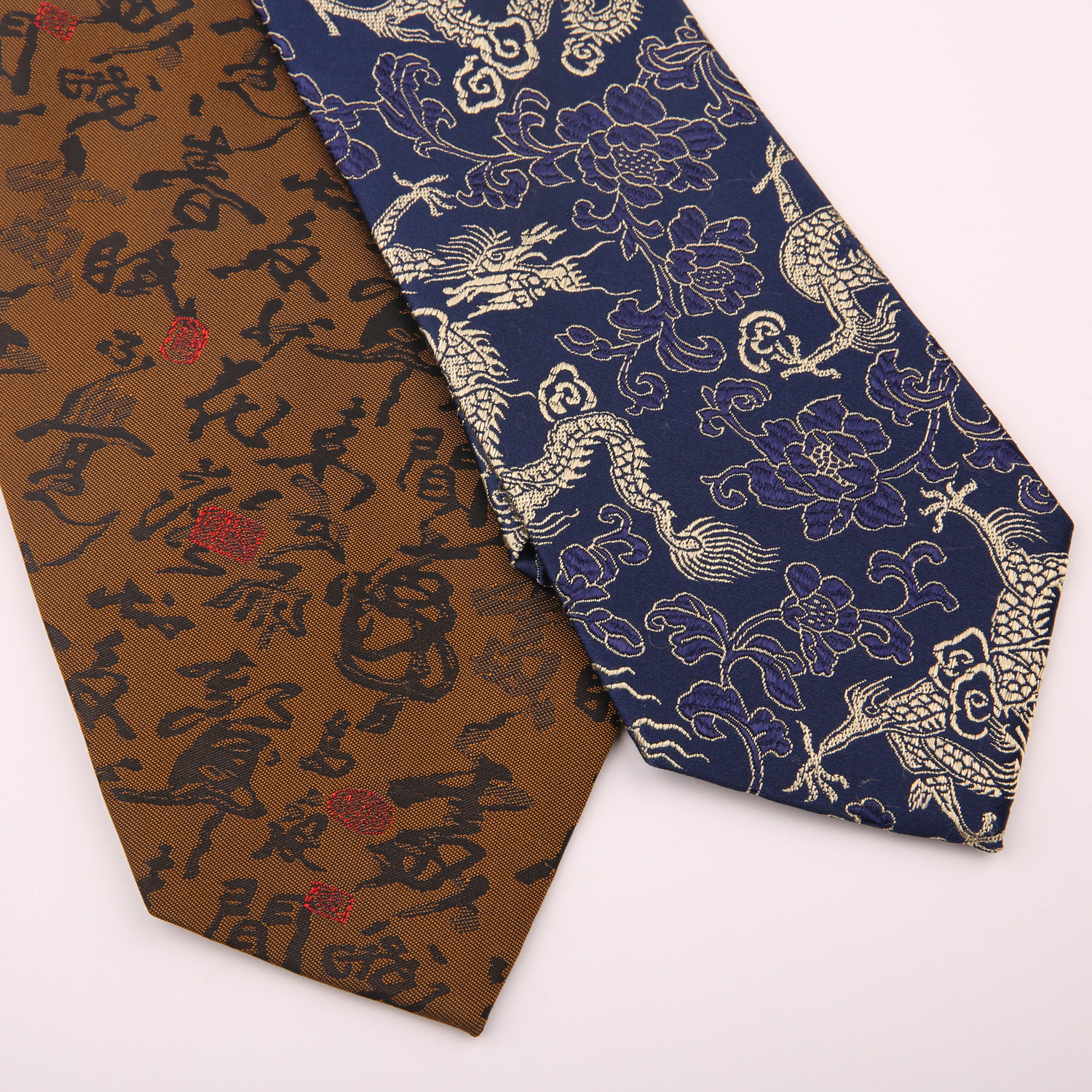 Retro men's formal wear 9cm gorgeous ethnic style Chinese style red dragon pattern wide version totem celebration tie_voghion.com