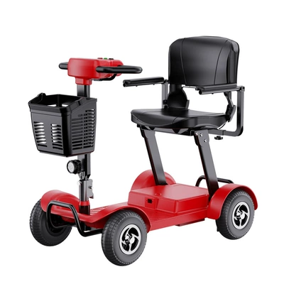 Qatlanan elektrik velosipedlər Four-Wheeler for the Disabled - red-10inch-wide-tire12a-lead-acidabout-40-milesfoldableremovable-batterysmart-card