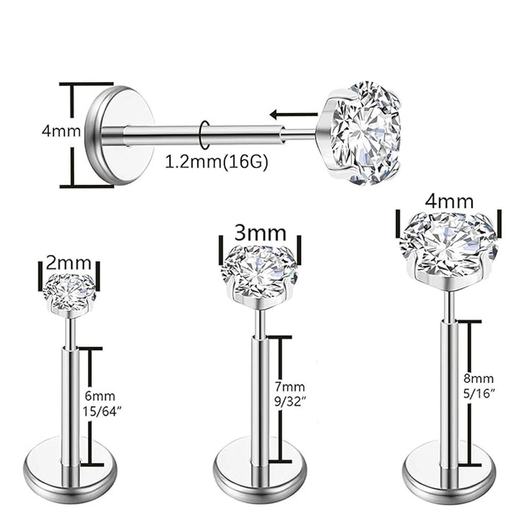 Titanium Nose Stud With Zirconia Internal Thread Pin Earring_voghion.com