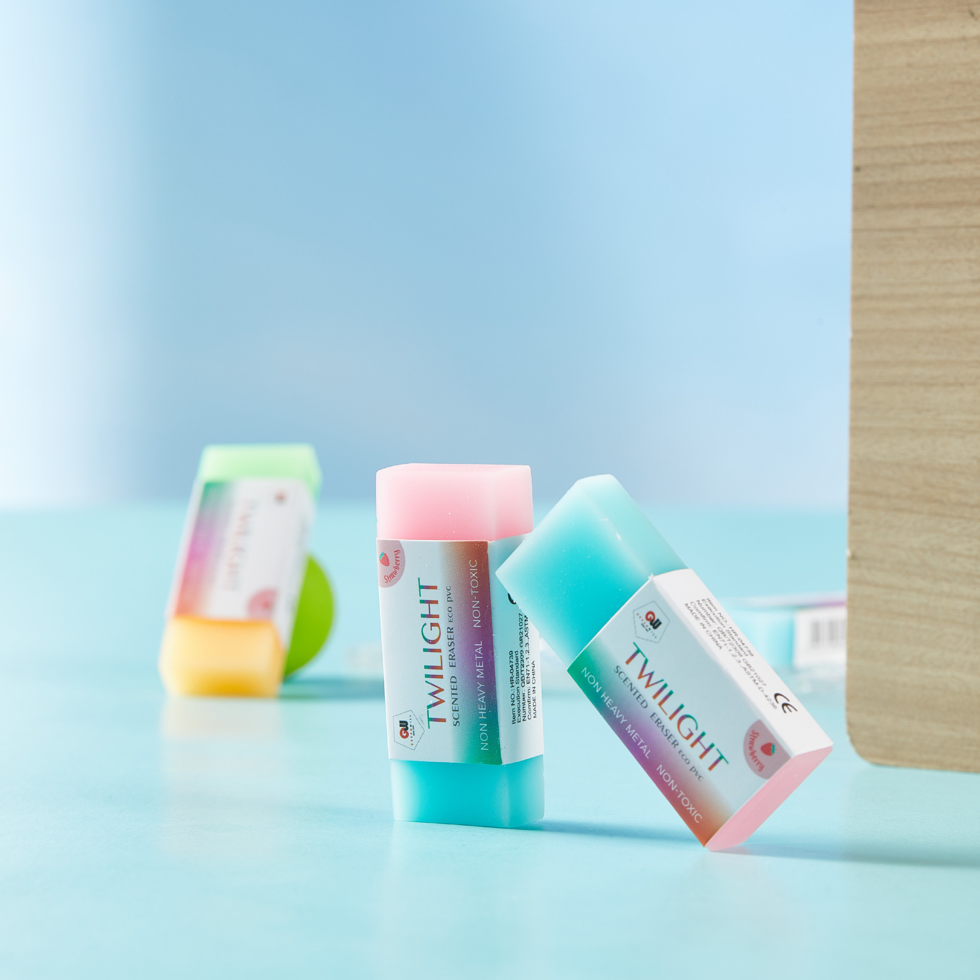 Bicolor PVC semitransparente borracha color caramelo para estudiantes borracha fábrica borracha