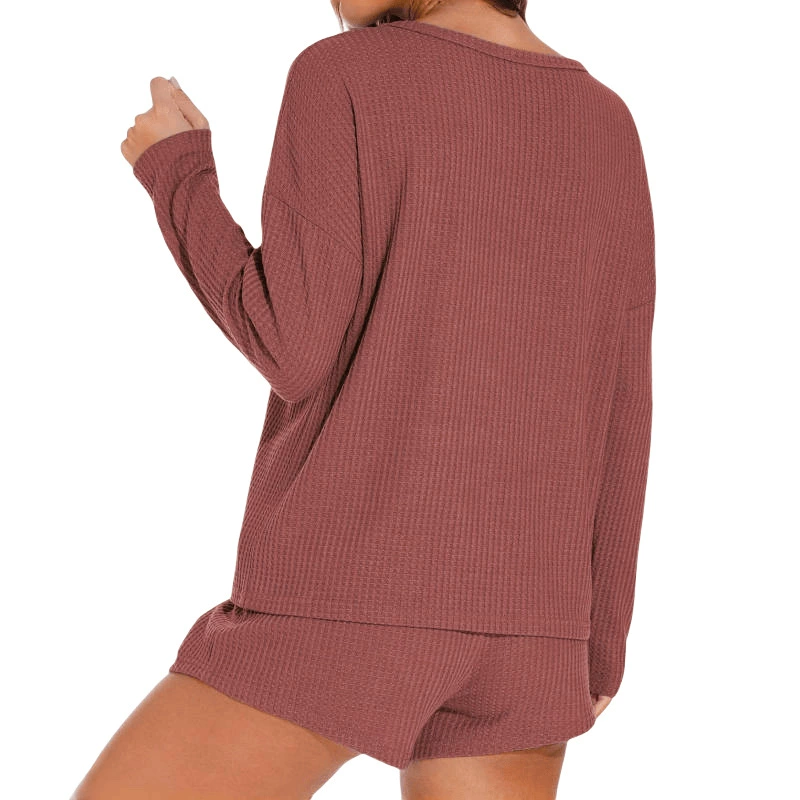 Knitted pijama, set, long-sleeve, shorts