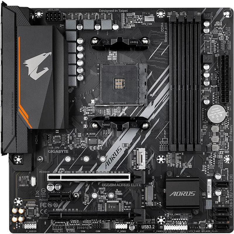 Материнская плата Gigabyte B550M AORUS ELITE, DDR4, для игровых ПК e-sport, Socket AM4, совместима с Ryzen 5 5600