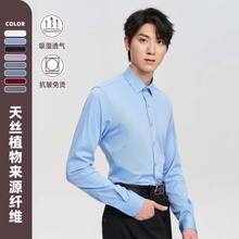 天丝棉男士衬衫长短袖夏外穿休闲冰丝涤纶衬衣一件代发Men Shirts