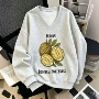 新款v领印花宽松卫衣