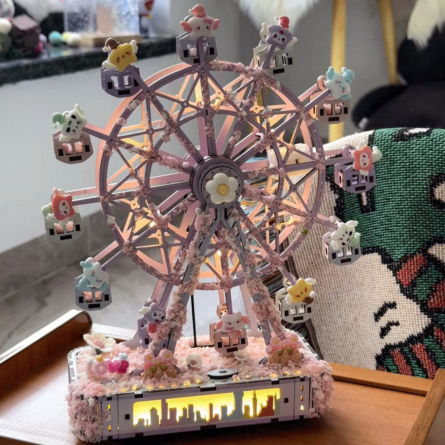 Счастливый сад DIY красочная деревянная головоломка колесо обозрения подарок на день рождения механическая сборка ручной работы музыкальная шкатулка для девочек