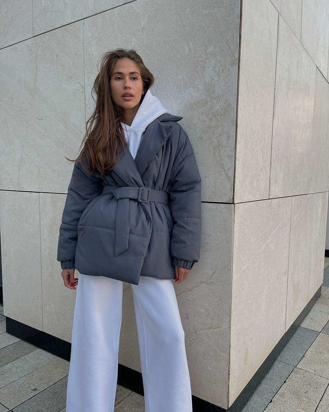 2024 Χειμερινό Νέο Γυναικείο Μπουφάν με Χοντρό Γιακά και Μέση, Μονόχρωμο Βαμβακερό Μπουφάν για Αδυνάτισμα_voghion.com