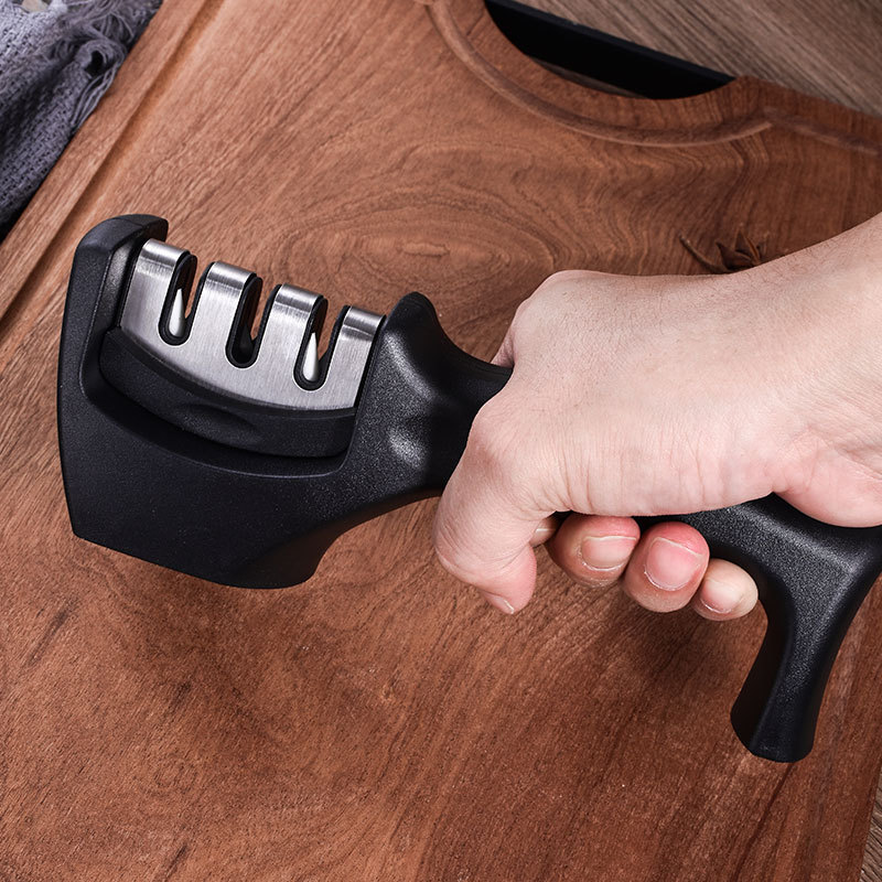 hogar conveniente acero tungsteno cerámica afilador de cuchillos de cuatro ranuras afilador de cuchillos de cocina