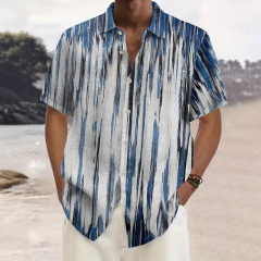 2025夏の新型海辺ハワイ花シャツ男五分袖速乾ビーチ半袖花シャツ男女モデル