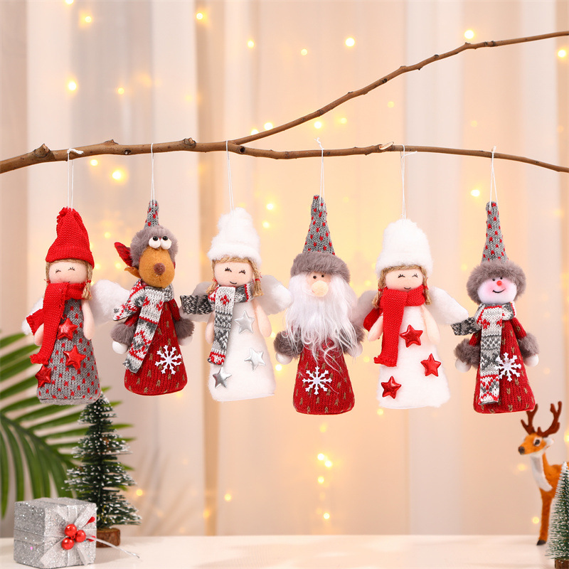 跨境新款圣诞节装饰品创意翅膀天使老人挂件圣诞树小吊件儿童礼物
