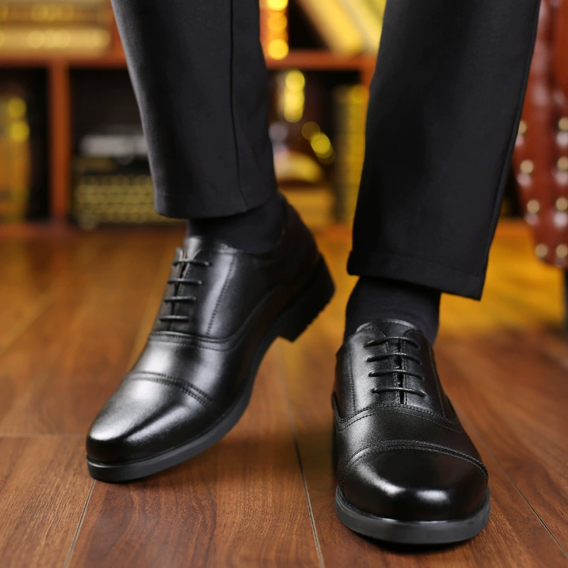 Новые трехсоставные мужские повседневные деловые кожаные туфли, мужские нескользящие кожаные туфли среднего и пожилого возраста из натуральной кожи для работы и безопасности