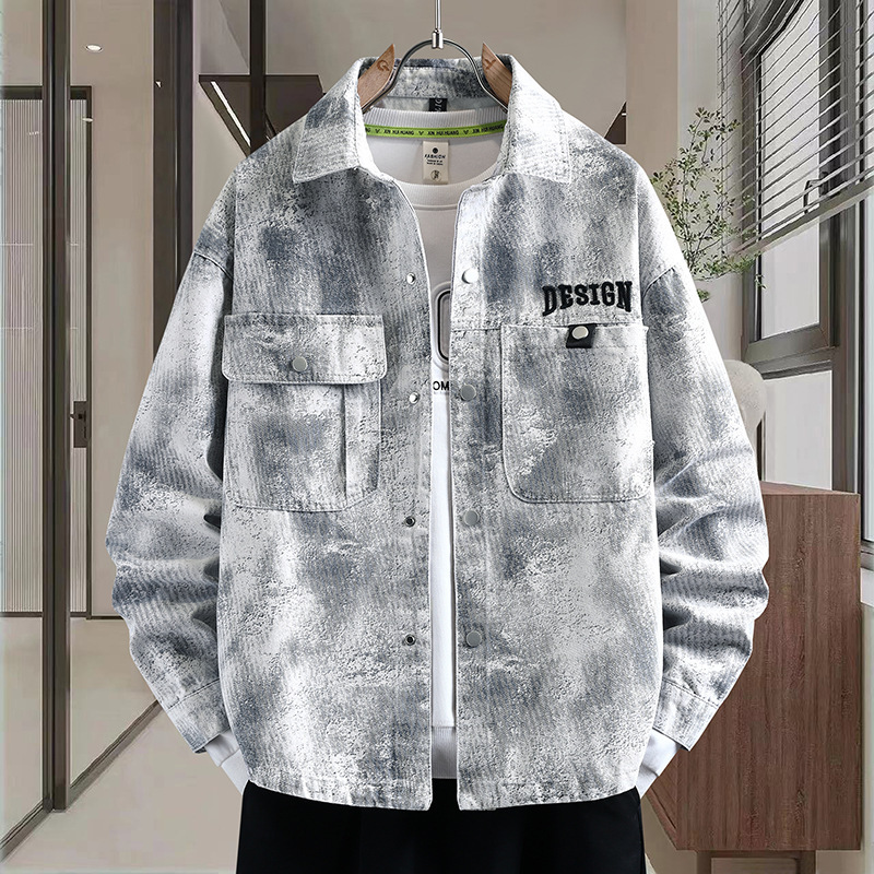 Denim Jacket for Boys, New Spring and Autumn Gradient Trendy Jacket for Teenagers, Middle and High School Students, Cool and Stylish Shirt Denim Jacket for Boys, New Spring and Autumn Gradient Trendy Jacket for Teenagers, Middle and High School Students, Cool and Stylish Shirt