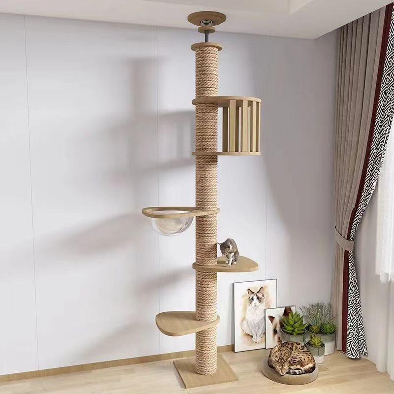 Tongtian columna gato escalada marco gato juguete gato tablero para rascar fábrica al por mayor madera maciza atrevida y fuerte poste para rascar gatos