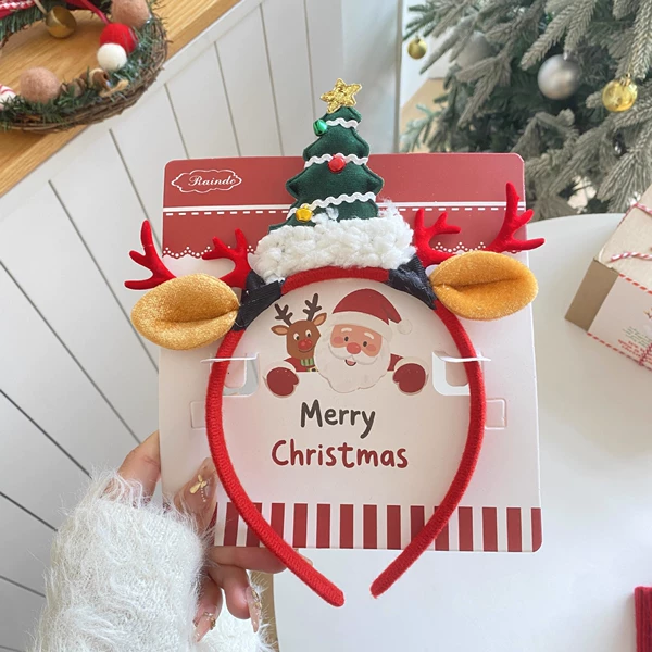 Christmas tree red‑corner headband (KA1152)